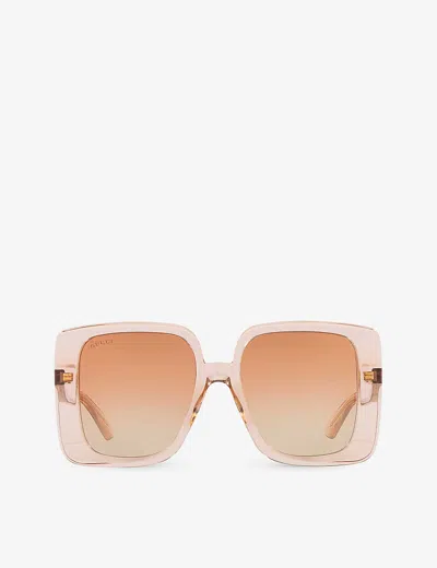 GUCCI WOMENS CREAM GC002074 GG1314S SQUARE-FRAME POLYAMIDE SUNGLASSES
