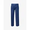 Gucci Blue Jeans With Logo Patch On The Rear And Wide Leg In Denim Woman In Dark Blue