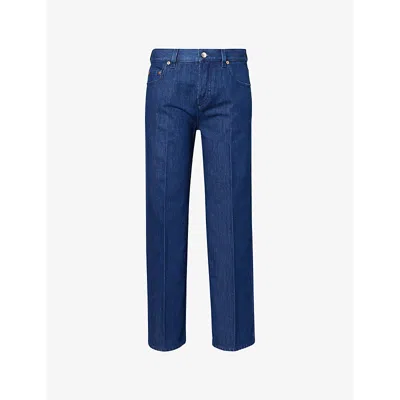 GUCCI WOMENS GUCCI STRAIGHT-FIT MID-WASH DENIM JEANS