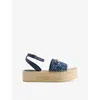 Gucci Paloma Denim Espadrille Sandals In Denim Azure Blue