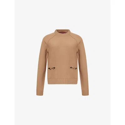 Gucci Womens Horsebit Raglan-sleeves Wool And Cashmere Jumper Dusty Dark Grey Mc In Neutral