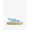 Gucci Womens  New Marmont Gg Canvas Sandals In Eden Light Blue