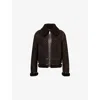 Gucci Womens Espresso Relaxed-fit Biker Shearling Jacket In Brown