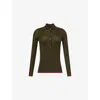 Gucci Womens Ribbed Long-sleeves Cashmere And Silk Polo Shirt Forest Green Mc In Green