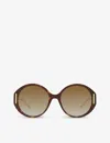 Gucci Womens Gc001958 Gg1202s Round-frame Acetate Sunglasses