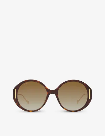 Gucci Womens Gc001958 Gg1202s Round-frame Acetate Sunglasses