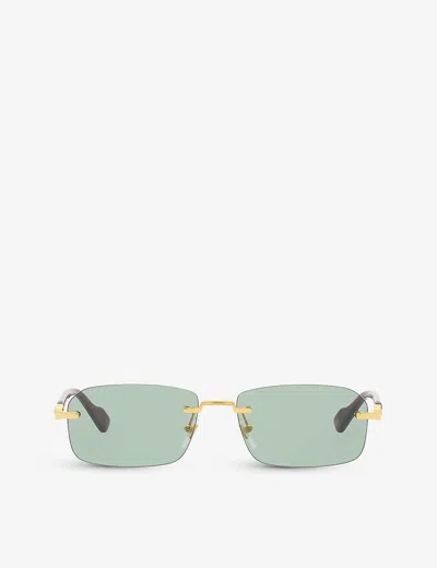 Gucci Womens Gc001968 Gg1221s Rectangle-frame Polyamide Sunglasses