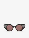 Gucci Womens Gc002002 Gg1327s Round-frame Polyamide Sunglasses Black In Black