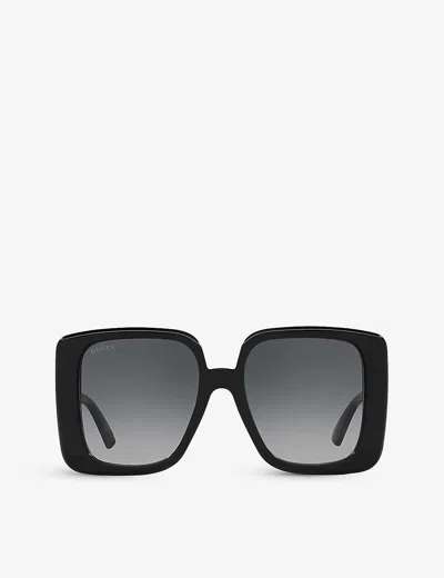 Gucci Womens Gc002074 Gg1314s Square-frame Recycled-acetate Sunglasses Black