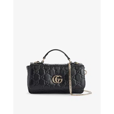 Gucci Womens Gg Milano Mini Top-handle Leather Bag Black Black