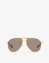 Gucci Womens Gold Gc001938 Gg1220s Pilot-frame Metal Sunglasses In Gold