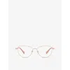 Gucci Womens Gc002218 Cat-eye Metal Optical Glasses Gold In Gold