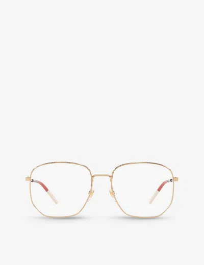 Gucci Womens Gold Gg0396o Hexagon-frame Metal Glasses