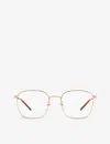 Gucci Gg0681o Rectangle-frame Metal Optical Glasses In Gold