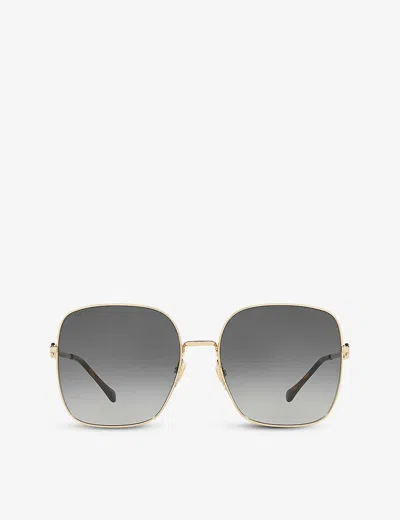 GUCCI WOMENS GOLD GG0879S SQUARE-FRAME GLASS AND METAL SUNGLASSES,45762498