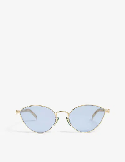 Gucci Gg0977s Metal Cat-eye Sunglasses In Gold