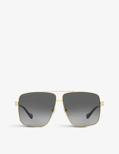 Gucci Womens Gold Gg1087s Metal-frame Aviator Sunglasses
