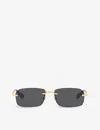 Gucci Womens Gold Gg1221s Rectangular-frame Metal Sunglasses In Gold