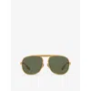 Gucci Womens Gg1514s Pilot-frame Metal Sunglasses Gold In Gold