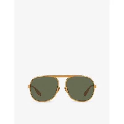 Gucci Womens Gg1514s Pilot-frame Metal Sunglasses Gold