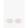 Gucci Womens Gg1593s Rectangular-frame Metal Sunglasses Gold In Gold