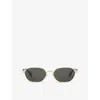 Gucci Womens Gold Gg1593s Rectangular-frame Metal Sunglasses In Gold