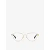 Gucci Womens Gold Gg1595o Cat-eye Metal Optical Glasses In Gold