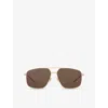 Gucci Womens Gold Gg1676s Pilot-frame Metal Sunglasses In Gold
