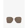 Gucci Womens Gold Gg1713sa Square-frame Metal Sunglasses