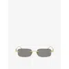 Gucci Womens Gold Gg1808s Rectangle-frame Metal Sunglasses