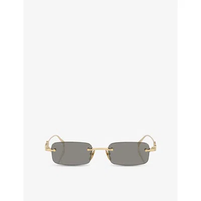 Gucci Womens Gold Gg1808s Rectangle-frame Metal Sunglasses