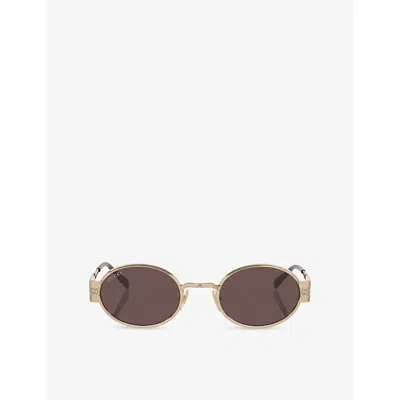 Gucci Womens Gold Gg1854s Round-frame Metal Sunglasses