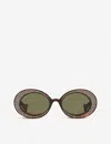 Gucci Womens Green Gg0618s 54 Crystal-studded Oval Acetate Sunglasses In Green