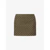 Gucci Womens Green White Monogram Mid-waist Cotton-blend Mini Skirt In Multi