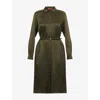 Gucci Womens Greysh Forest Green Gg Monogram Satin Midi Dress In Green