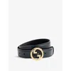 Gucci Womens Black Blondie Logo-buckle Leather Belt In Brown