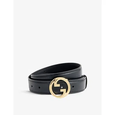 Gucci Womens Black Blondie Logo-buckle Leather Belt