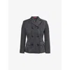 Gucci Womens Canvas Double-breasted Slim-fit Cotton Blazer Black Grey In Black Grey