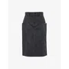 Gucci Womens Black Grey Canvas Patch-pockets Cotton Midi Skirt In Black Grey
