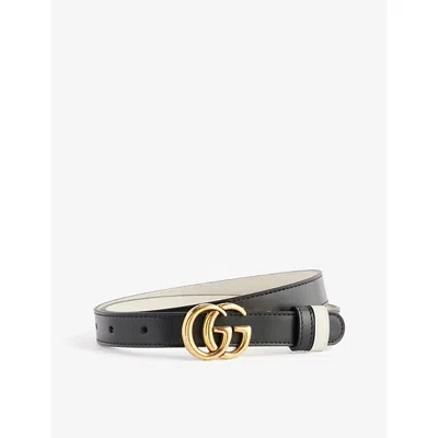 Gucci Womens Nero/mystic White Double G Reversible Leather Belt