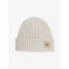 Gucci Womens Ivory Double G Ribbed Wool-blend Knitted Beanie Hat In Ivory