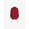 Gucci Womens Rosso Ancora Embroidered Drawstring-sleeves Cotton-poplin Shirt In Rosso Ancora