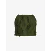 Gucci Womens Frayed-trim Floral Woven Mini Skirt Greysh Army Green In Green