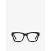 Gucci Womens Gc002290 Rectangle-frame Acetate Optical Glasses Black In Black