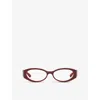 Gucci Womens Gc002294 Round-frame Injected Optical Sunglasses Red In Red