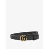 Gucci Womens Nero Gg Buckle Thin Leather Belt In Brown