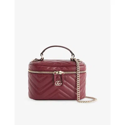 Gucci Womens Rosso Anco/rosso Anc Gg Marmont Leather Mini Vanity Shoulder Bag