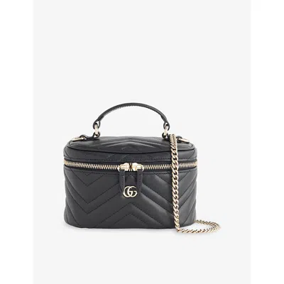 Gucci Womens Black/black Gg Marmont Leather Mini Vanity Shoulder Bag