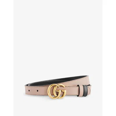 Gucci Womens Porcelain Rose/nero Gg-marmont Reversible Leather Belt