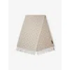 Gucci Womens  Gg Monogram Fringed-trim Brushed Cashmere Shawl In Off White/l.brown